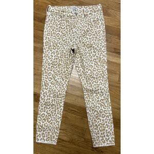 womens J.CREW white/khaki cheetah print 10" HIGH-RISE TOOTHPICK jeans sz 27 B2